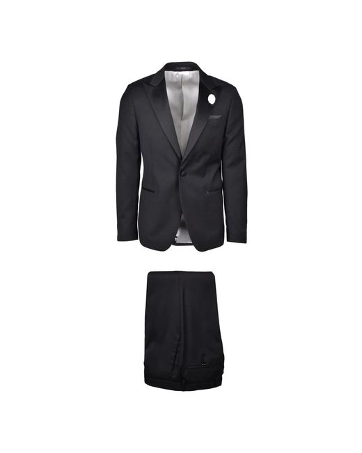 Single Breasted Suits di Paoloni in Black da Uomo