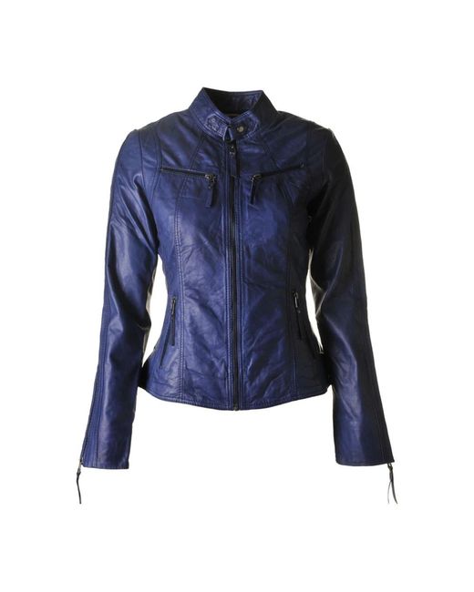 Btfcph Jassen ,Blauw ,Leer Twilight Biker Jack in het Blue