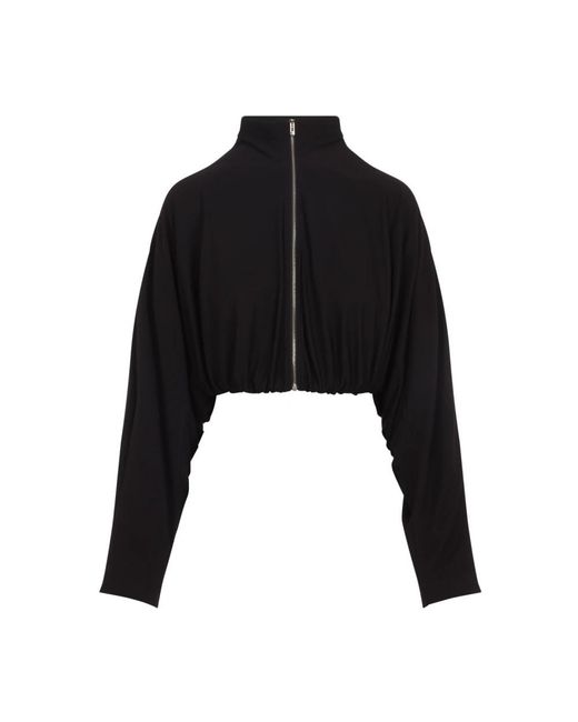 Alaïa Hoodies & Sweatvesten ,Zwart ,Leer Draped Matte Jersey Jacket in het Black