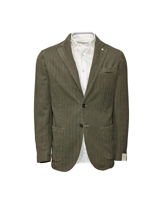 L.b.m. 1911 L.B. 1911, ,Jassen ,Groen ,Kasjmier Italiaans Verfijnd Kasjmier Touch Colbert in het Green voor heren