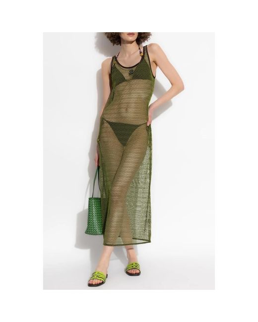 Tory Burch Kleedjes ,Groen ,Doorschijnende Jurk Met Spaghettibandjes in het Green