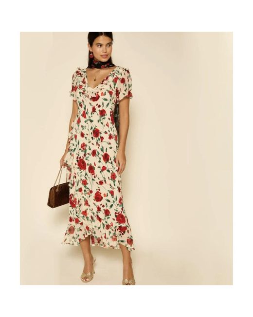 Rixo Metallic Claudia Rose Midikleid