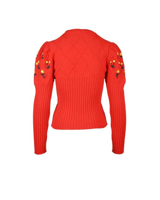 Cormio Red Kurzer Bestickter Wollpullover