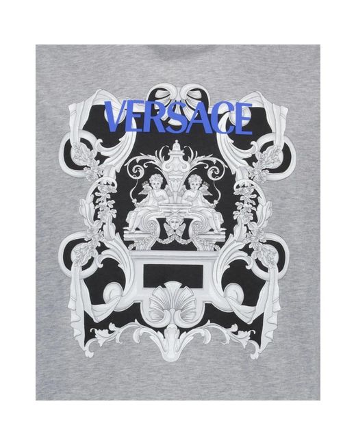 Versace Barocco logo t-shirt baumwolle casual stil in Gray für Herren