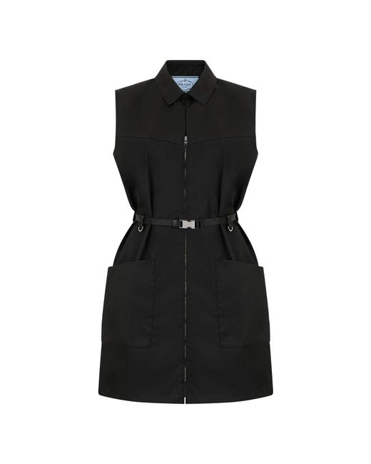 Prada Korte Jurk Van Nylon in het Black