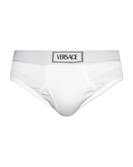 Versace Ondergoed ,Wit ,Katoen 90S Vintage Logo Slips in het White voor heren