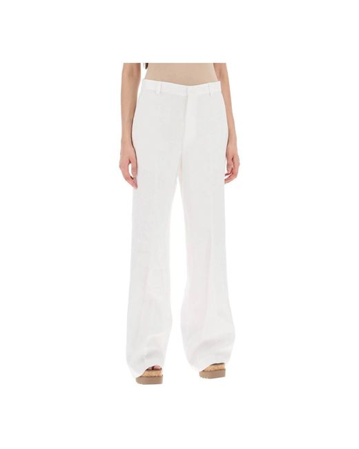 Pantaloni in lino a gamba ampia di Polo Ralph Lauren in White