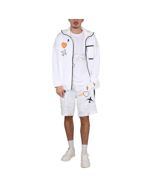 Boss Sweatshirt Met Hoge Hals En Rits Van Katoen in het White voor heren