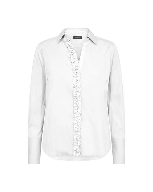 Mos Mosh Overhemden ,Wit ,Satijn Feminine Satijnen Overhemd Met Ruches in het White