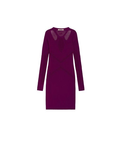 Roberto Cavalli Purple Gehäkeltes minikleid mit ausschnitt