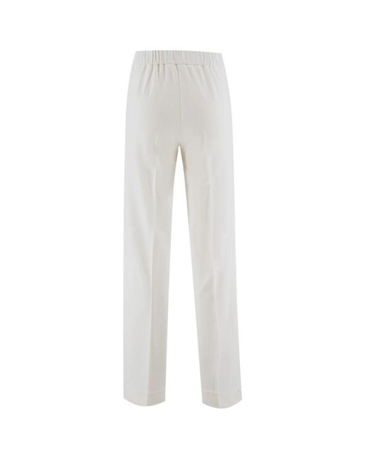 Le Tricot Perugia White Straight Trousers