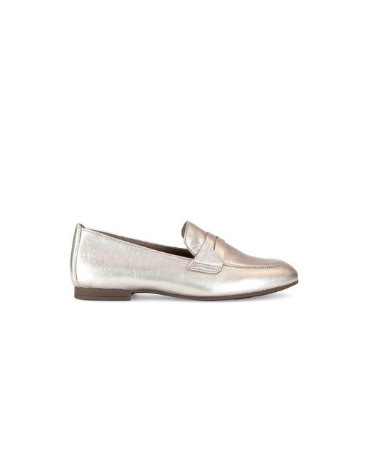 Gabor White Goldene metallische leder-mokassins