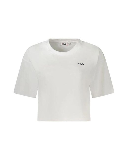 Fila Tops ,Wit ,Katoen Witte T-Shirt Met Cropped Model En Logo-Print in het White