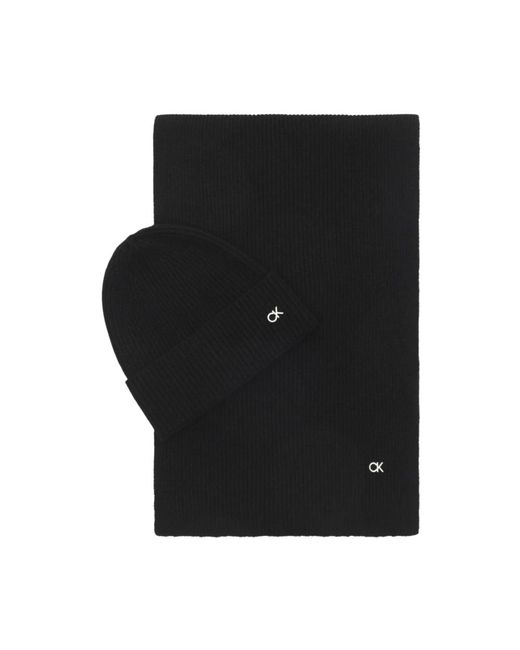 Calvin Klein Accessoires ,Zwart ,Wol Re-Lock Beanie En Sjaal in het Black