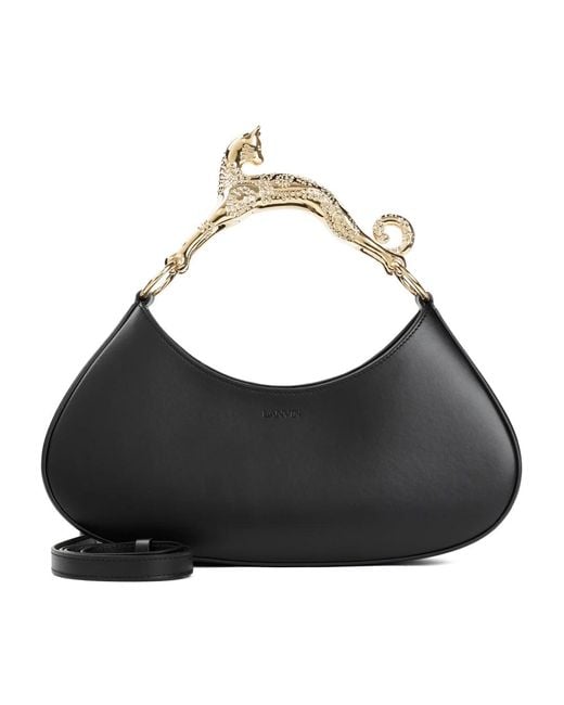 Large hobo bag with cat handle di Lanvin in Black