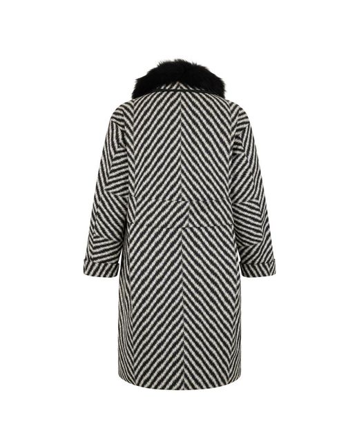 Moorer Elegante Zigzag Jas Met Bont in het Black