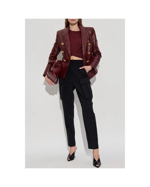 Leather Jackets Balmain de color Purple