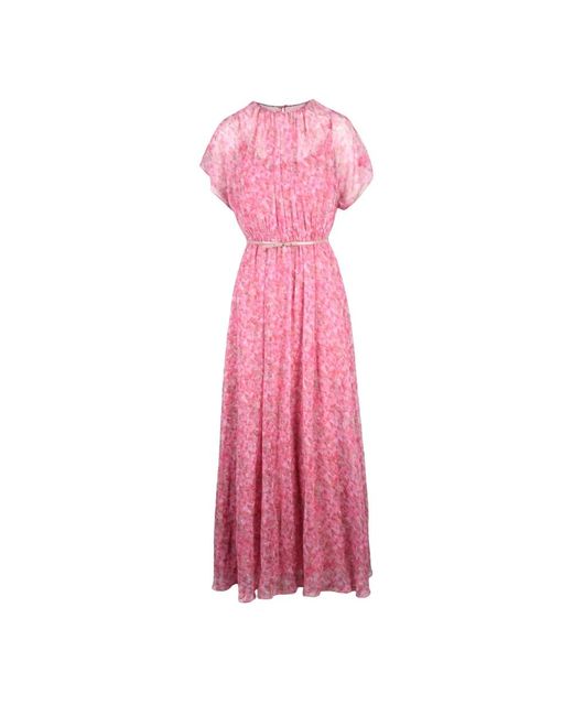 Max Mara Chiffon Lange Jurk Met Zijde in het Pink