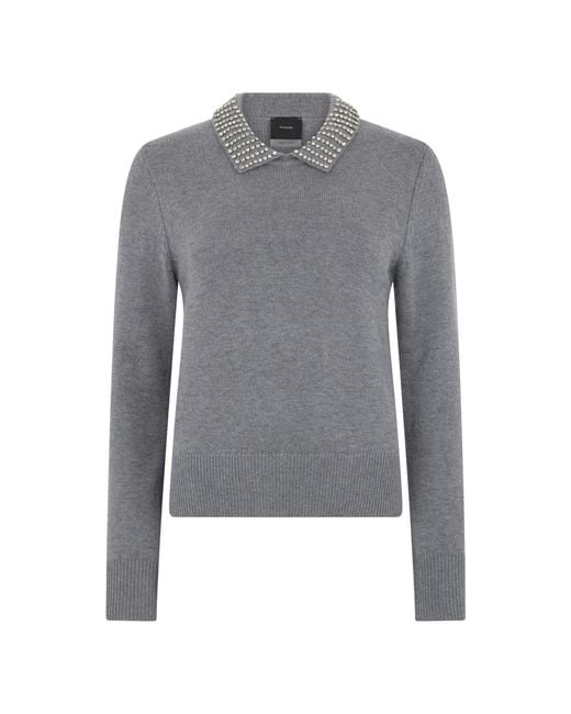 Pinko Round-Neck Knitwear in het Gray