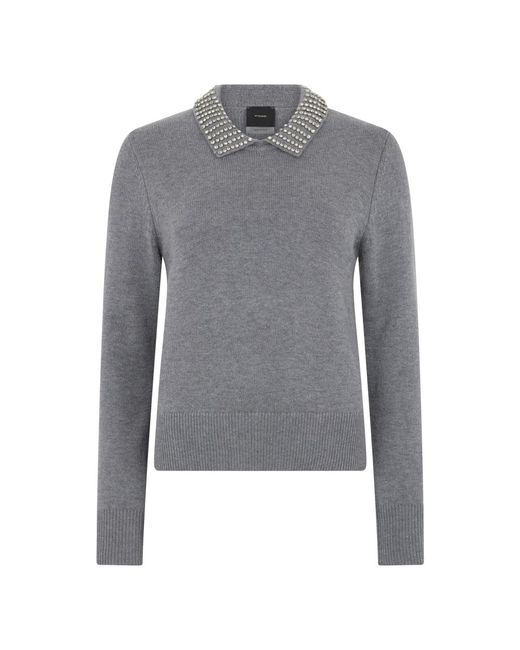 Pinko Gray Wollmischung Polo Pullover