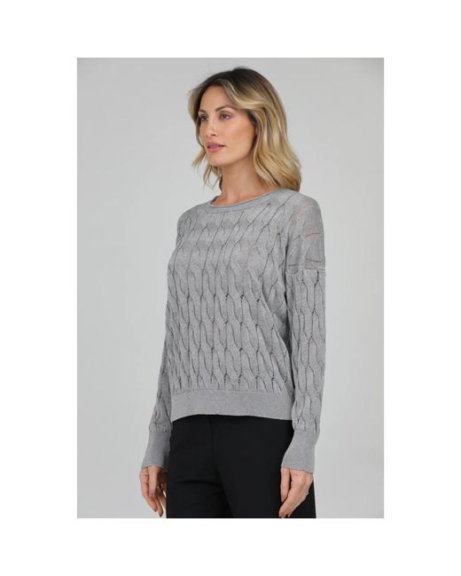 Alpha Studio Gray Round-Neck Knitwear