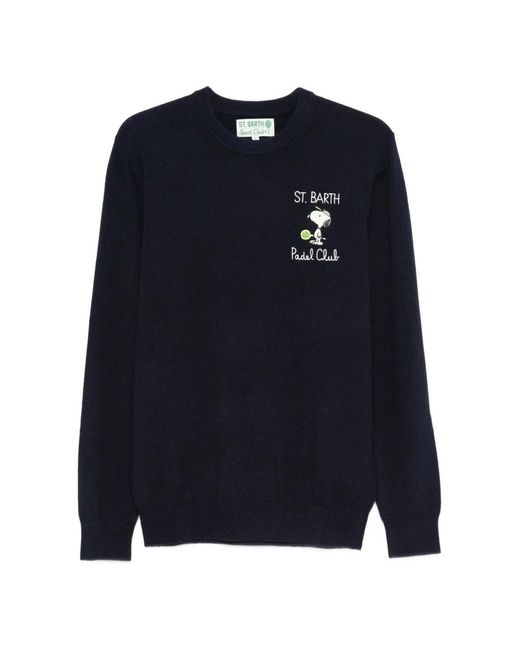 Mc2 Saint Barth Blue Round-Neck Knitwear for men