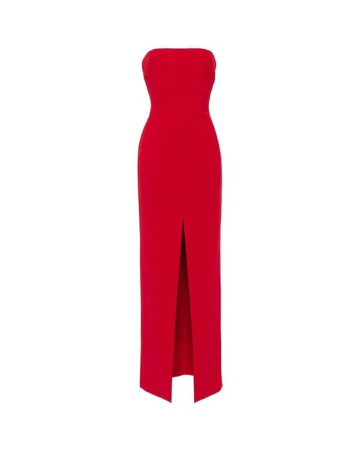 Solace London Red Rubinrotes trägerloses kleid mit frontschlitz