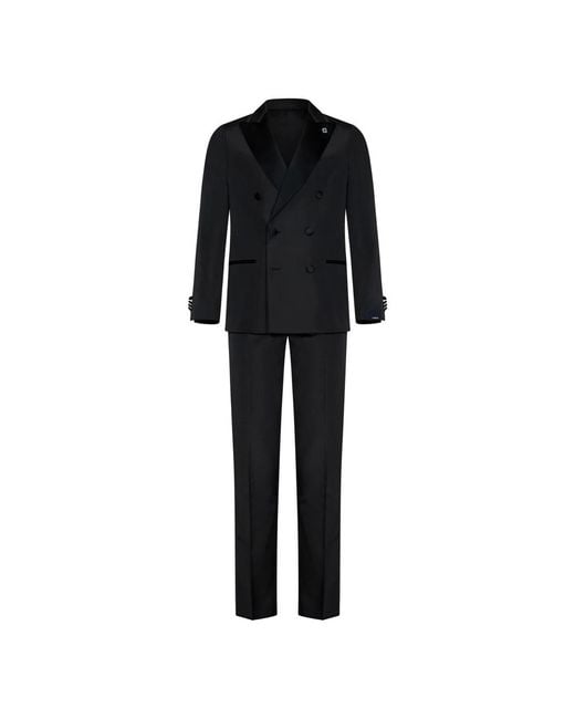 Lardini Black Double Breasted Suits for men