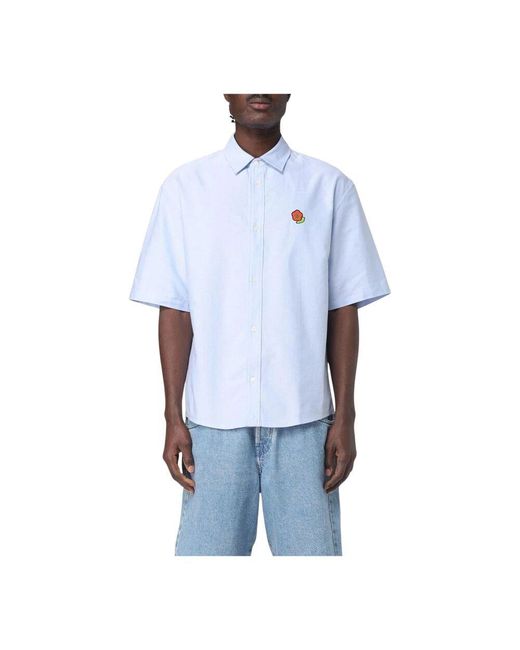 KENZO Blau Besticktes Hemd in Blue für Herren