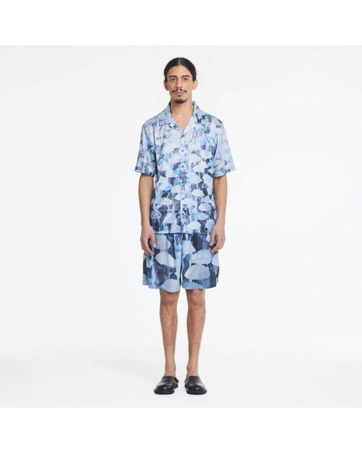 flâneur Blaue Regenschirm-Print-Shorts in Blue für Herren