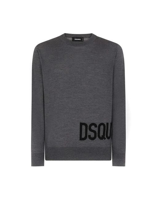 DSquared² Gray Round-Neck Knitwear for men