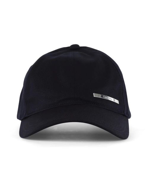 Cappello in cotone con placca logo di Calvin Klein in Black da Uomo