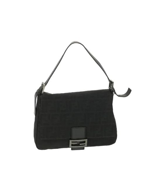 Borsa fendi baguette in tela nera usata di Fendi Vintage in Nero Lyst