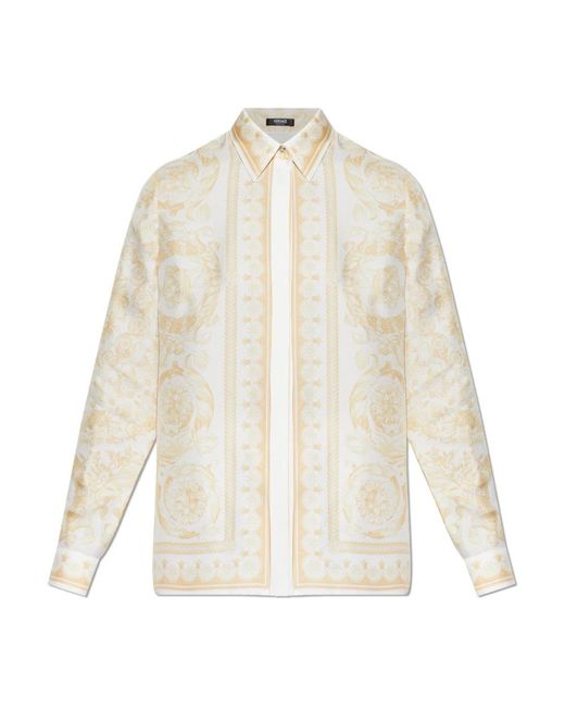 Versace Overhemden ,Barocco Zijden Overhemd in het White