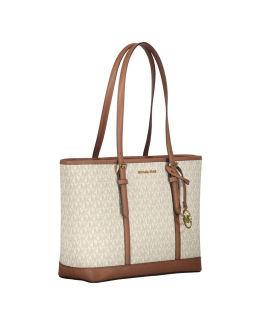 Michael Kors Natural Tote Tasche Mit Logo-Detail Und Reißverschluss