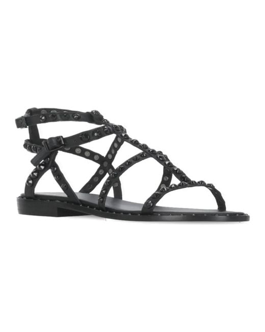 Ash Black Flat Sandals