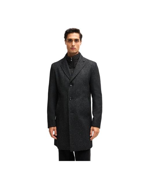 HUGO Black Single-Breasted Coats for men