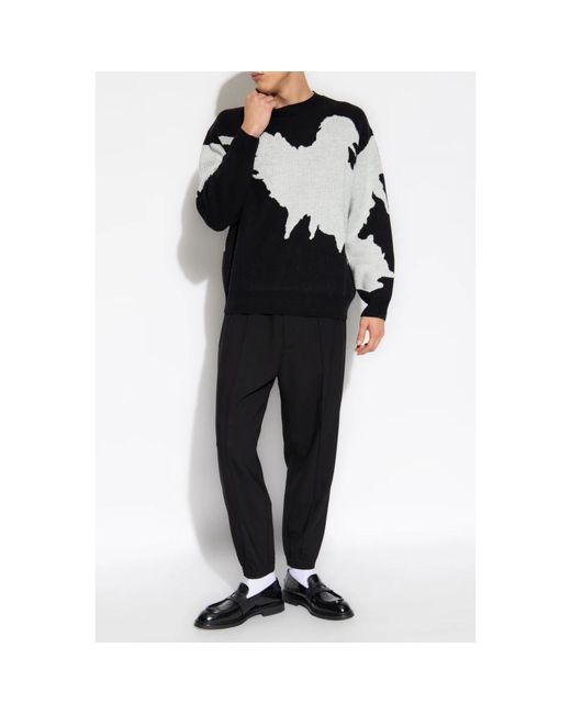 Emporio Armani Black Straight Trousers for men