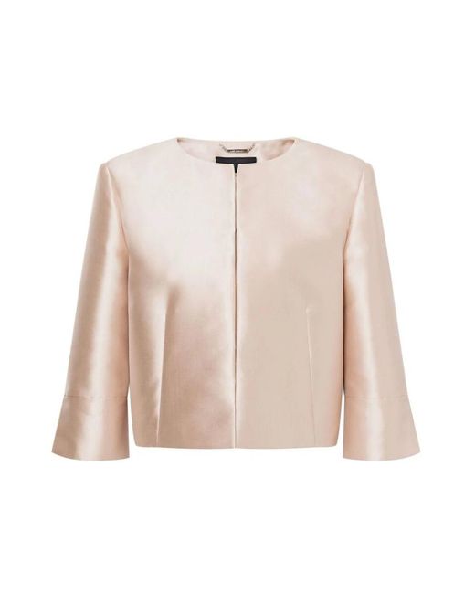 Alberta Ferretti Jassen ,Satijn Satin Finish Crew Neck Jacket in het Pink