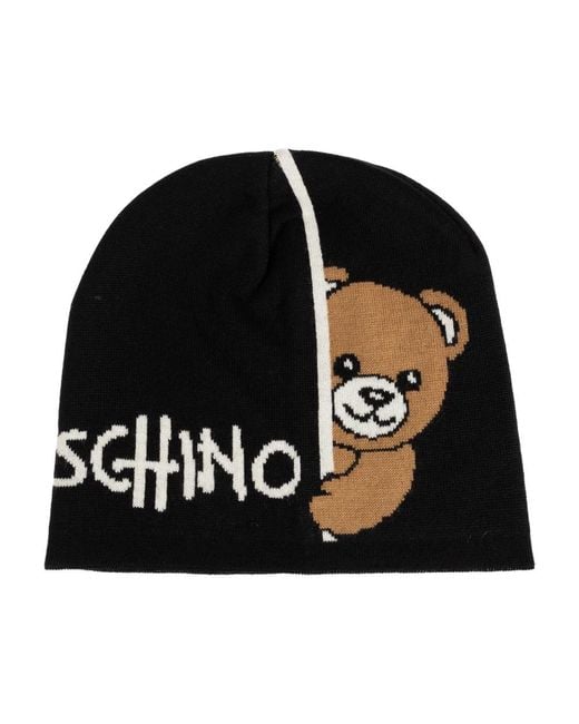Moschino Black Mütze Mit Logo