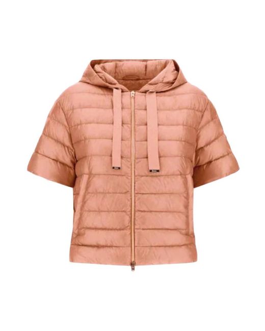 Herno Jassen ,Roze ,Nylon Ultralichte Nylon Jas Met Korte Mouwen En Capuchon in het Pink