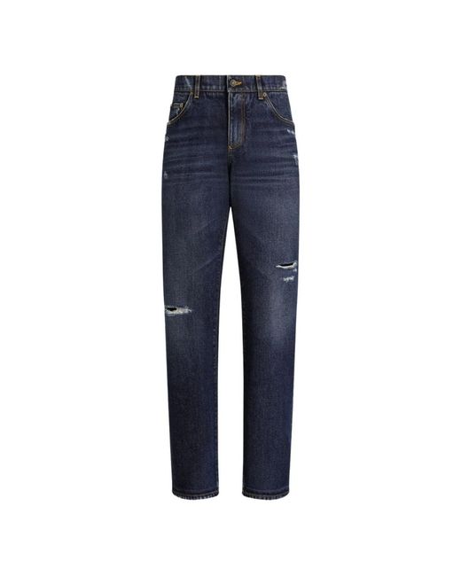 Dolce & Gabbana Blue Straight Fit Jeans for men