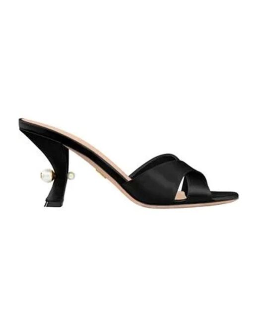 Dior Black Seidensandalen Mit Cd-Harzperlen