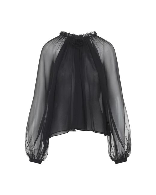 Alberta Ferretti Overhemden ,Zwart ,Elegante Zwarte Zijden Shirt Aw 25 in het Black