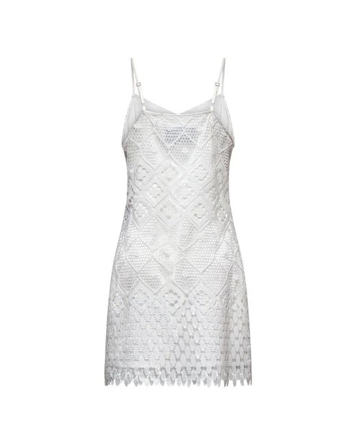 Silvian Heach White Minikleid Aus Ausgeschnittener Spitze