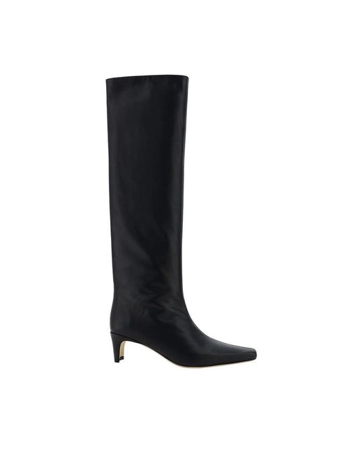 Staud Black Lederstiefel Mit Geometrischem Absatz