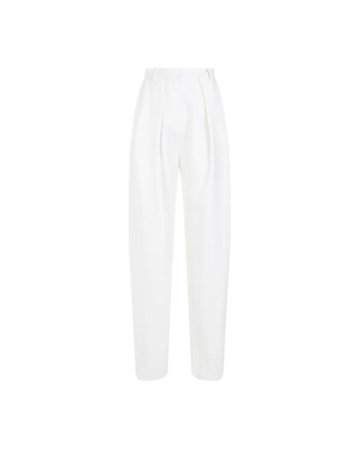 Pantaloni in lana crema vita alta di Magda Butrym in White