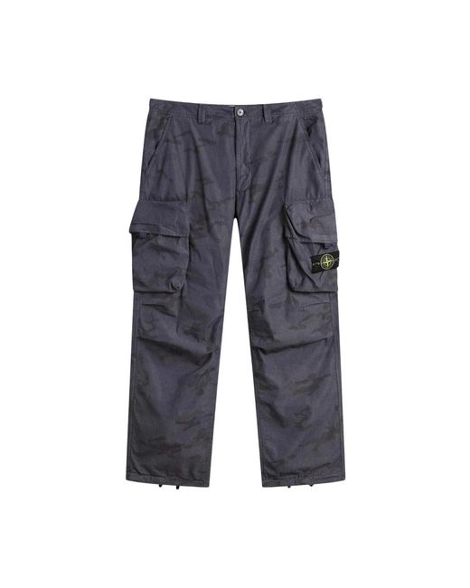 Stone Island Blue Straight Trousers for men