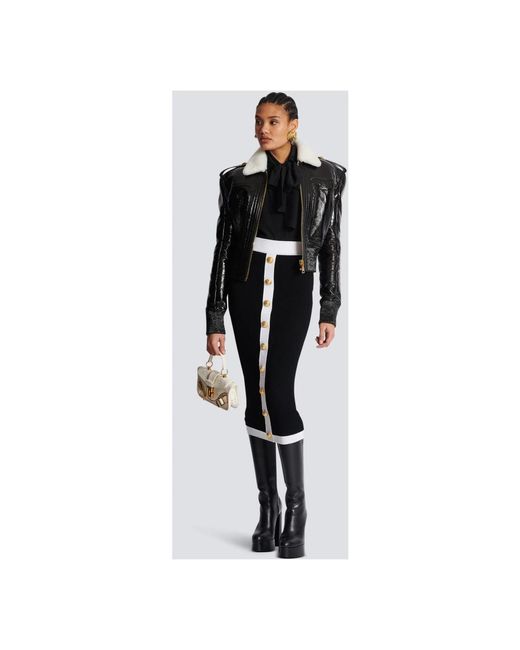 Balmain Midi-Rok Met Knopen in het Black