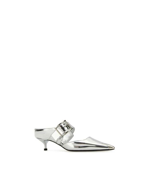 McQueen White Heeled Mules